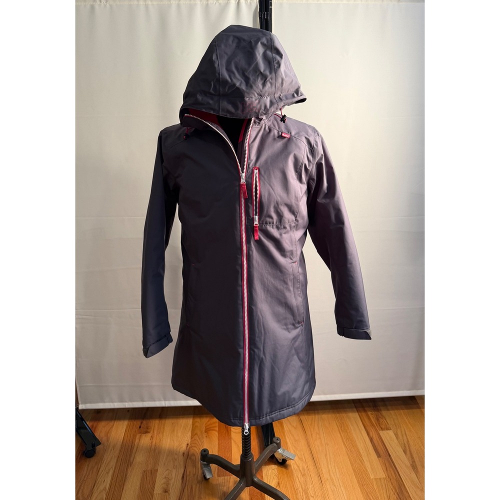 Helly Hansen Helly Tech Protection Rain Jacket Gray Pink Long Parka Womens L
